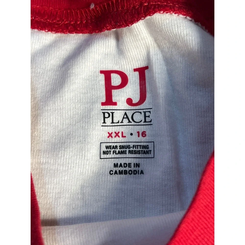 PJ Place Kids White Red Cousin Crew 2024 Long Sleeve Pajama Top XXL 16 NWT